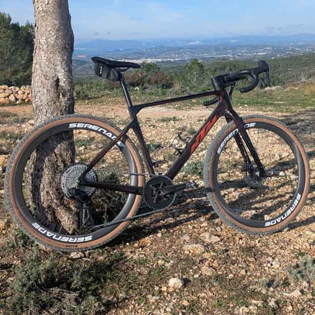Serenade carbon gravel wheelset on bikes