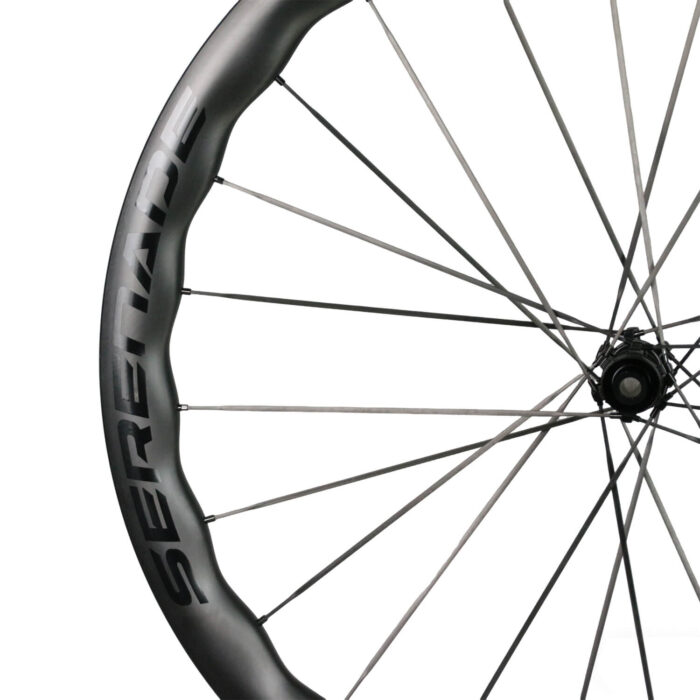 wavy carbon disc wheelset 25mm internal wide 3.5mm carbon spokes 06