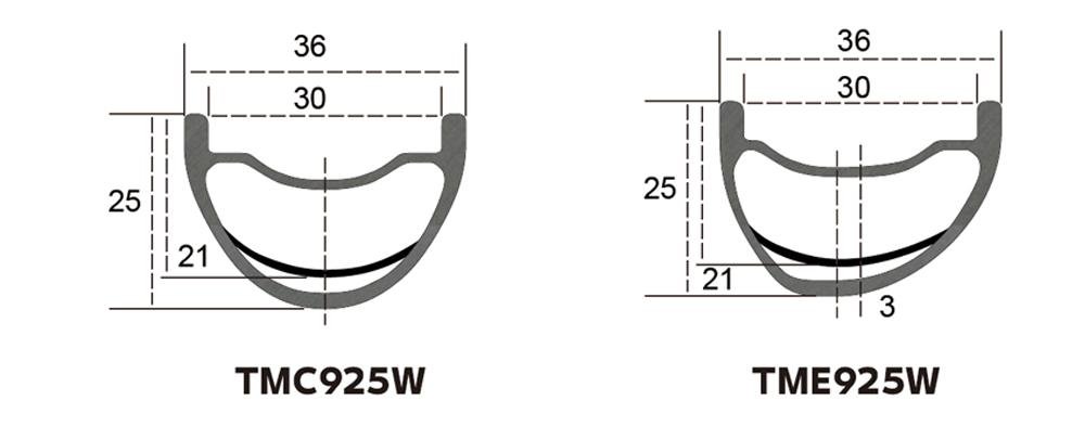 wavy MTB carbon wheelset rim profile